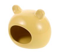 GALPADA Maison de Hamster Céramique Taille L Jaune Refuge Frais pour Petits Animaux Nid Rafraîchissant pour Hamsters Nains Gerbilles et Autres Petite Faune