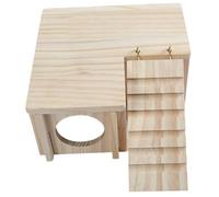 GALPADA Maison en Bois Beige pour Hamster Échelle, Cabane DIY à Peindre, Refuge Décoratif pour Petits Animaux comme Sugar Glider et Hamster