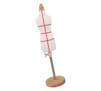 GALPADA Mannequin de Couture Miniature 1/4 en Coton Blanc Base Ronde en Bois, Hauteur Ajustable 31-48 CM, Buste Féminin pour Modélisme et Prototypage de Vêtements