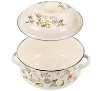 GALPADA Marmite en Émail Distribution Uniforme Chaleur, Résistante aux Hautes Températures, pour Cuisson Mijotée et Utilisation sur Induction et Gaz