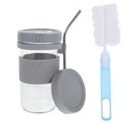 GALPADA Mason Cup Verre Couvercle et Paille, Réutilisable | Joint en Silicone et Acier Inoxydable, Couvercle Réglable Étanche, Compatible Réfrigérateur, Usage Boisson