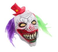 GALPADA Masque de Clown Réaliste Latex Intégral avec Perruque Verte et Violette Masque Effrayant Adulte pour Halloween Cosplay Fête Costumée et Décor Maison Hantée