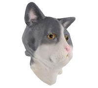 GALPADA Masque de Tête de Chat en Latex Réaliste pour Halloween Couvre-Chef Intégral Élastique Confortable Accessoire de Costume de Fête et Cosplay Masque Chat Fête Adulte Effrayant