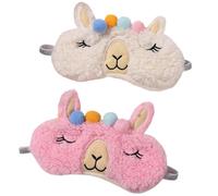 GALPADA Masques de Sommeil en Peluche Beige et Rose, Cache-yeux Légers et Respirants pour Dormir en Train Vol, Lot de 2 Animaux Mignons Confortables