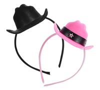 GALPADA Mini Chapeaux Cowgirl et Haut-de-forme sur Serrage-tête, Noir Pailleté et Rose Bandeau, 2 Pièces pour Accessoires Cheveux Fête à Thème, Cosplay, Soirée Déguisement, Bandeaux