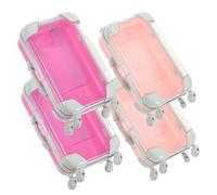 GALPADA Mini Valise De Maquillage Portable Rose 4 Pièces Petite Taille Boîte De Rangement Pour Pinceaux De Maquillage Trousse De Voyage Pour Femmes Et Jeunes Filles