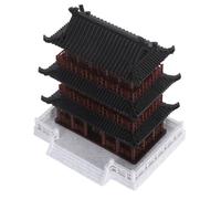 GALPADA Miniature Chinese Pavilion Model with Base Vintage Three-Tier Ancient Architectural Ornament for Fish Tank Desktop and Bookshelf Decoration