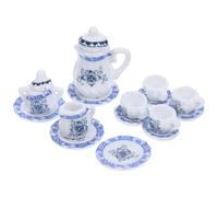 GALPADA Miniature de Thé Céramique Bleue avec Théière et Tasses pour Maison de Poupée Accessoires Décoratifs Réalistes pour Maison Miniature