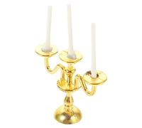 GALPADA Miniature European Style Candlestick Dollhouse Accessory Alloy Model for Mini House Decor and Salon Ornament