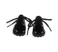 GALPADA Miniature Flats Cuir Synthétique pour Poupées Chaussures Miniatures Noires pour Accessoires Maison de Poupée Design Adorable et Facile à