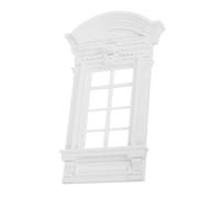 GALPADA Miniature Window Model European Style for Dollhouse DIY with Plastic Frame Detailed Roman Columns and Badges Home Decor Accessories