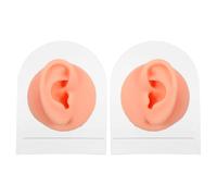 GALPADA Modèle D'oreilles en Silicone Souple Surface Facile à Nettoyer Support Acrylique Inclus, Entraînement Bilatéral pour Pratique de Perçage pour Enseignement de L'anatomie