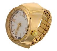 GALPADA Montre-bague Ronde à Quartz Dorée Large, Alliage Élégant, Montre Mécanique Pour Femme, Accessoire De Mode Décontracté, Bague Décorative Vintage