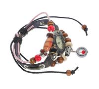 GALPADA Montre Bracelet Femme Cuir Élégante Montre Quartz Vintage Réglable avec Pendentif Mode