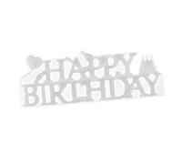 GALPADA Moule en Silicone pour Décoration d'Anniversaire DIY Lettres Anglaises « Joyeux Anniversaire » Effet Miroir Formes Irrégulières Outil Créatif pour Fête et Panneau Décoratif