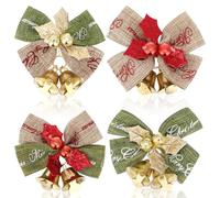GALPADA Nœud Décoratif de Noël en Tissu Lin Clochettes, Effet Décoratif Solide, pour Décoration de Sapin ou Fleuriste, Design Créatif et Élégant