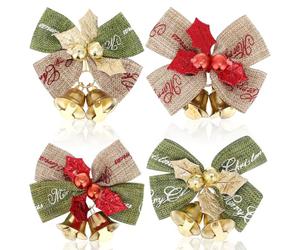 GALPADA Nœud Décoratif de Noël en Tissu Lin Clochettes, Effet Décoratif Solide, pour Décoration de Sapin ou Fleuriste, Design Créatif et Élégant