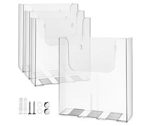 GALPADA Organisateur Mural Bureau en Acrylique Lot de 4 Porte-Brochures Format A4 Transparent pour Trieur Mural et Accessoires de Bureau