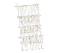 GALPADA Organisateur Mural Filet Tissé Main pour Chambre Garçon Fille Hamac de Rangement Respirant avec Barres Bois pour Jouets Peluches et Design Boho Simple et Robuste