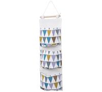 GALPADA Organisateur Mural Suspendu 3 Couches en Coton Lin pour Porte | 1 Set, Design Mural à Suspendre, Imperméable et Anti-poussière, Respirant, Éléments en Bois