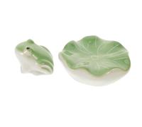 GALPADA Ornement Décoratif Aquarium 2 Pcs en Céramique - Grenouille 5,5 Cm et Feuille de Lotus Flottante - Accessoire pour Aquarium sous-Marin, Figurines Animales Décoratives pour Bassin