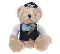 GALPADA Ours en Peluche Hôtesse de L'Air Doux 25 CM Bleu Poupée Ours Marionnette pour Jeu d'Imagination Présent Créatif et Décoration Fête Peluche Mignonne et Tendre