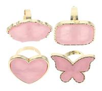 GALPADA Palette de Manucure 4pcs Bague Nail Art en Résine Rose et Alliage de Zinc, Facile à Utiliser et Portable pour Créer des Designs D'ongles Chez