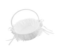 GALPADA Panier de Fleurs de Mariage Dentelle Blanche avec Poignée Accessoire Décoratif pour Cérémonie et Fête