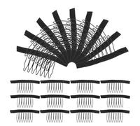 GALPADA Peigne à 7 Dents pour Éviter le Glissement et L'inconfort Lors Pose de Perruques en Acier Inoxydable Noir 35 Pièces pour Fixer Perruques et Bases de Bonnet, Design Plat Léger