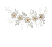 GALPADA Peigne à Cheveux de Mariée Blanc Fleurs Décoratives, Accessoire pour Cheveux Élégant en Cristal, Accessoire Coiffure Femme pour Mariage et Fêtes, 1 Pièce, Bandeau de Mariée