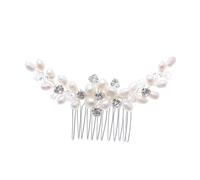 GALPADA Peigne à Cheveux en Perles Artisanales Accessoire de Tête de Mariée Strass Coiffe Élégante pour Mariage et Fêtes Bijou de Coiffure Féminin Raffinée Taille Moyenne Couleur
