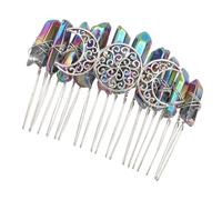 GALPADA Peigne à Cheveux Fait Main pour Mariée 20 Dents en Cristal Naturel Fil Argenté, Décoration Capillaire Trois Lunes pour Femme et Demoiselle D’honneur, Accessoire Coiffure Élégant