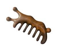 GALPADA Peigne de Massage du Cuir Chevelu en Bois de Santal Marron, Résistant à L'usure, Design Spécial pour Stimuler le Cuir Chevelu et Démêler sans Abîmer les Racines