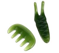 GALPADA Peigne de Massage Tête et Visage 2 Pcs en Plastique Solide Vert Foncé, Fourche à Gratter Contour des Yeux, Outil Gua Sha pour Détente Musculaire et Stimulation Points