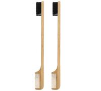 GALPADA Peigne Sculptant Barbe et Moustache 2 Pièces en Bois Brosse Double Tête en Nylon, Outil de Soin pour Hommes, Pratique Salle de Sport