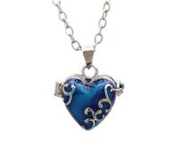 GALPADA Pendentif Cœur Vintage en Laiton Ouvrable pour Urne Souvenir Animaux de Compagnie, Petite Urne pour Cendres Chien et Chat, Accessoire Commémoratif Bleu, Conteneur Funéraire Léger