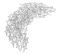GALPADA Pendentifs Étoiles Creuses à Quatre Branches Mini Design Élégant 100 en Alliage de Zinc Argenté 100 Pièces pour Bijoux Diy, Bracelets, Colliers et Sorties Quotidiennes
