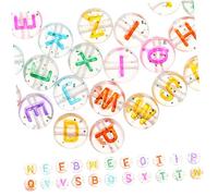 GALPADA Perles Lettre DIY Acrylique Transparentes Perles Rondes Colorées pour Bracelet Accessoires Artisanat Bijoux Créatifs Lot