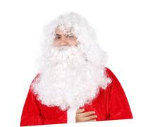 GALPADA Perruque de Père Noël Longue Blanche Bou avec Barbe et Coiffe Accessoires de Cosplay de Noël