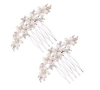 GALPADA Pinces à Cheveux Argentées 2pcs Structure à Cinq Dents en Alliage et Cristal, Maintien Ferme et Confortable pour Occasions Spéciales et Mariages