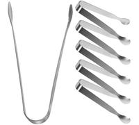 GALPADA Pinces à Sucre en Acier Inoxydable Argentées 6 Pcs, Mini Pinces Multifonctions Simples à Nettoyer pour Desserts et Glaçons, pour Fêtes et Tea Party