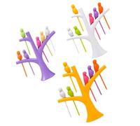 GALPADA Piques à Fruits sans Goût, 3 Ensembles Colorés Support D’oiseau, à Gâteau Décoratives pour Vaisselle de Fête et Apéritifs