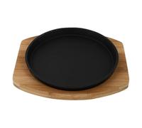GALPADA Plaque Teppanyaki Barbecue Fonte Antiadhésive avec Base Bambou Poêle à Viande pour Cuisson Indoor et Outdoor Résistante et Pratique pour Repas Famille ou Entre Amis