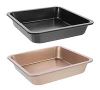 GALPADA Plaques à Gâteau Carrées Résistantes aux Taches et Compatibles Lave-vaisselle Lot de 2 en Acier Carbone Noir ou Usage Professionnel