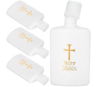 GALPADA Plastique Blanc Bouteille D’Eau Bénite Croix Scellée, 4 Pièces | Rechargeable, pour Eau Bénite et Huile D’onction, Usage Église, Pèlerinage, Présent Religieux