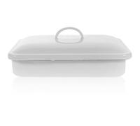GALPADA Plat à Four Couvercle Résistant la Chaleur en Émail Blanc 24x16 Cm Plateau Multifonction et Conservation des Aliments lors de Fêtes W nd pour Pâtisserie