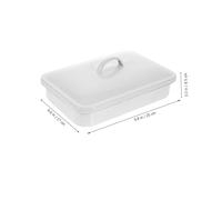 GALPADA Plat de Cuisson Émail avec Couvercle Plateau de Rôtissage Réutilisable pour Four Conservation Alimentaire et Pâtisserie Ustensile de Cuisine Polyvalent Blanc