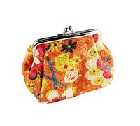 GALPADA Pochette à Brodée pour Femmes à Main Vintage Fleuri pour Clés Et Petites Monnaies Orange