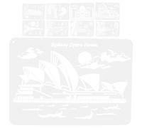 GALPADA Pochoirs Décoratifs Muraux en Pet Souple Réutilisables, Lot de 9 Feuilles A4 pour Dessin et Peinture, Modèles de Paysages Urbains pour Loisirs Créatifs, Décoration Intérieure