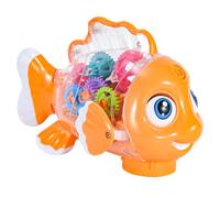GALPADA Poisson Transparent Lumineux avec Mécanismes Voiture Animée Électronique pour Garçon Fille Ans Éducatif à Roues et Effets Sonores Colorés